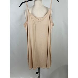 AUEEGN Women XL Beige Slip Cami Dress Sleepwear Lounge Soft Basic Lightweight